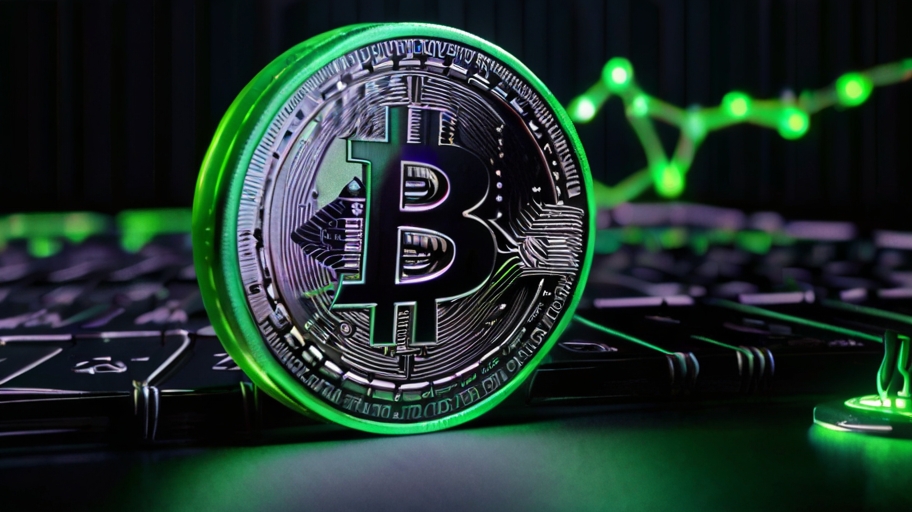 Bitcoin and cryptocurrency charts in green color